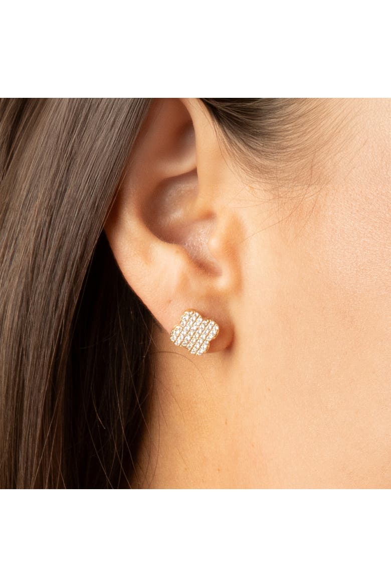 Diamond Clover Stud Earrings, Alternate, color, Yellow Gold
