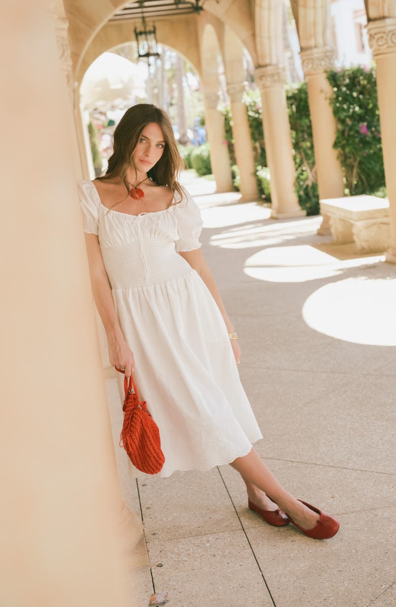 WAYF x Hannah Lovey Porter Dahlia Eyelet Detail Cotton Dress, Alternate, color, 