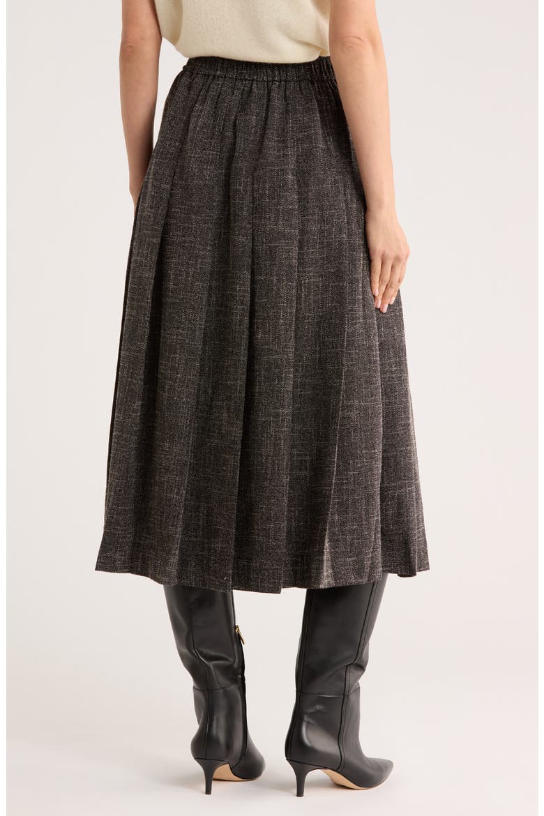 Pleated Midi Skirt, Alternate, color, BLACK MELANGE