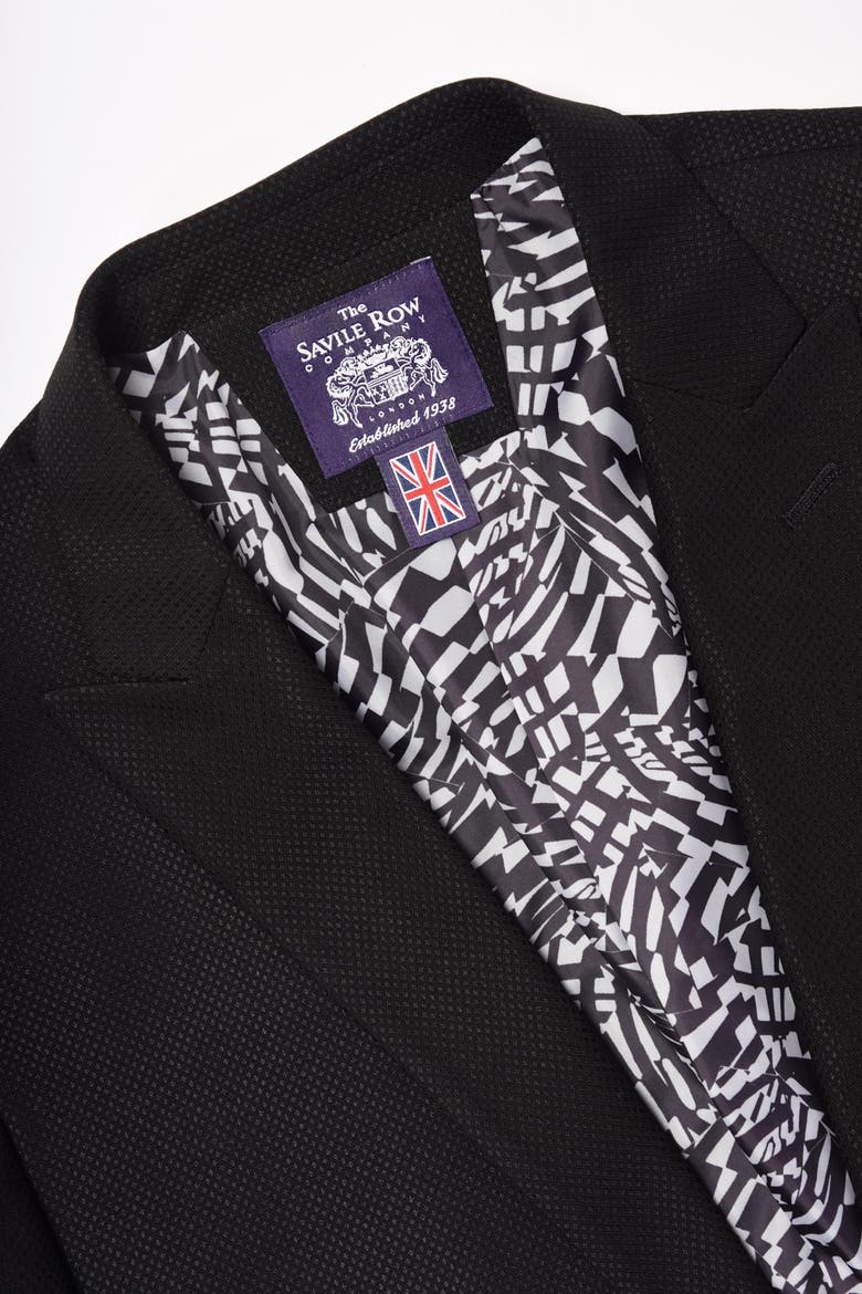 Slim Fit Peak Lapel Micro Check Blazer, Alternate, color, BLACK