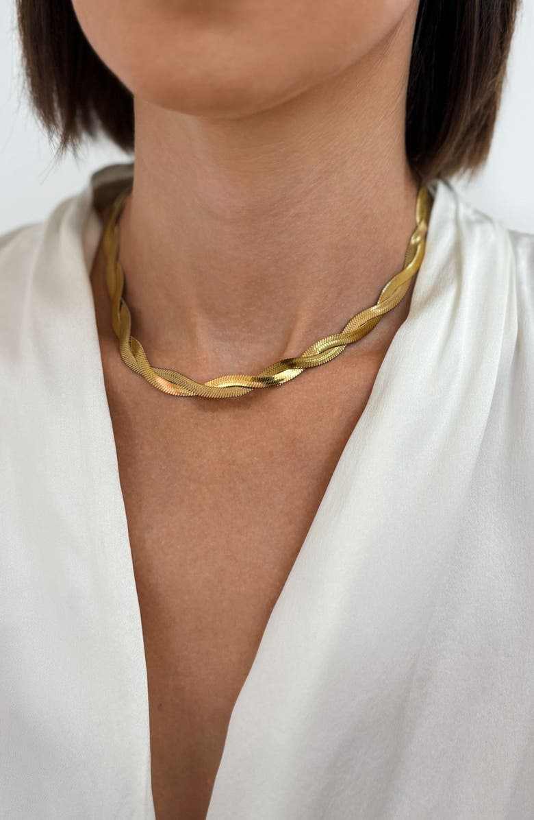 Adornia Set of 3 Lariat Herringbone & Heart Pendant Necklaces, Alternate, color, Gold