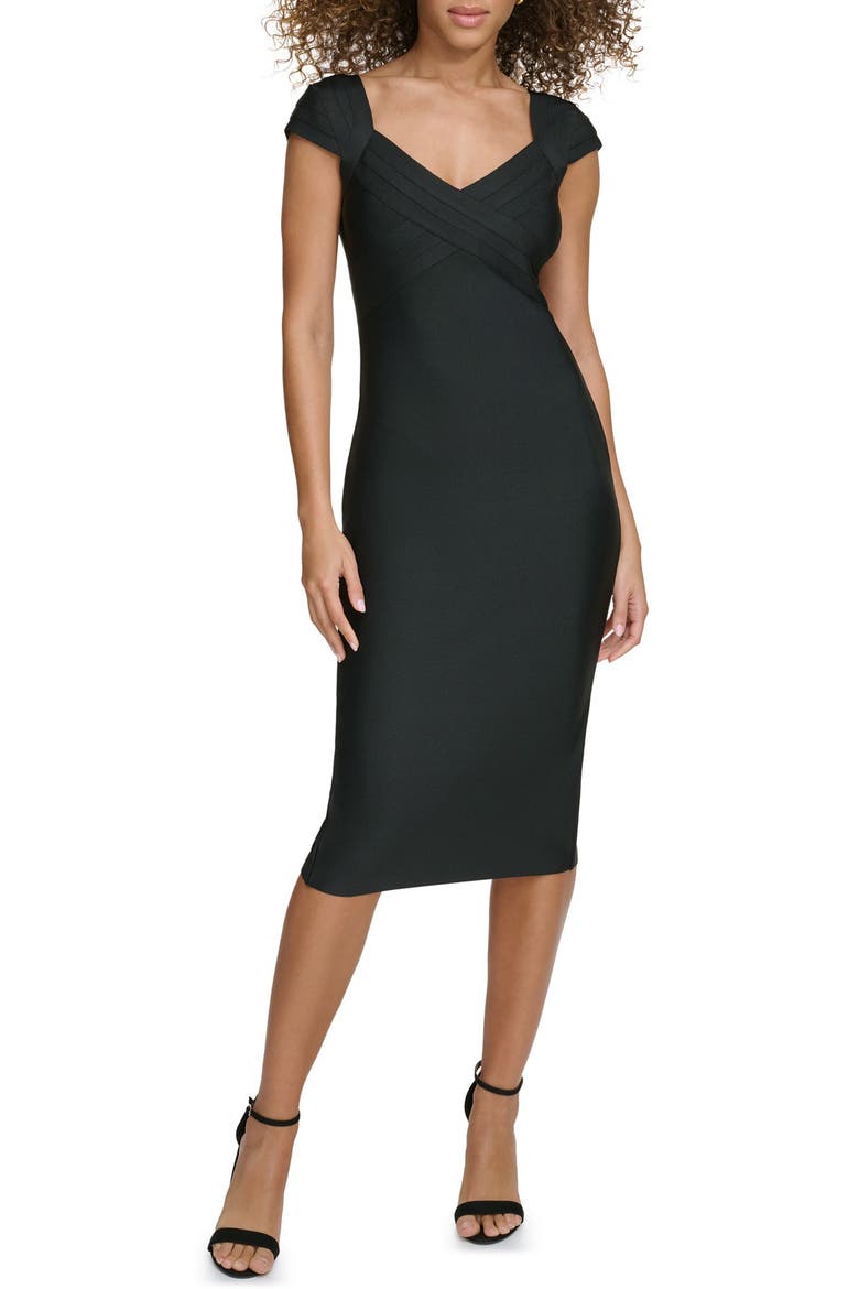 Body-Con Bandage Midi Dress, Main, color, BLACK