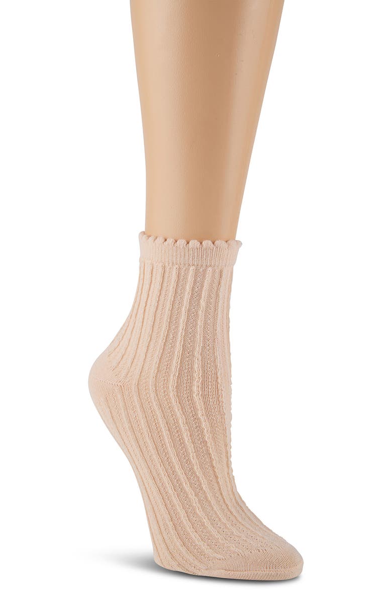 Laundry by Shelli Segal 6-Pack Ruffle Scallop Anklet Socks, Alternate, color, Soft Peach/ White/ Oatmeal