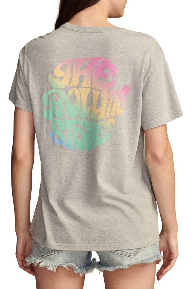 Rolling Stones Rainbow Tongue Graphic T-Shirt, Alternate, color, LIGHT HEATHER GRAY