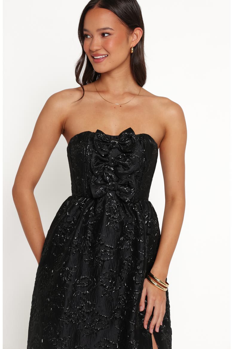 Delphira Brocade Strapless Maxi Dress, Alternate, color, BLACK BROCADE