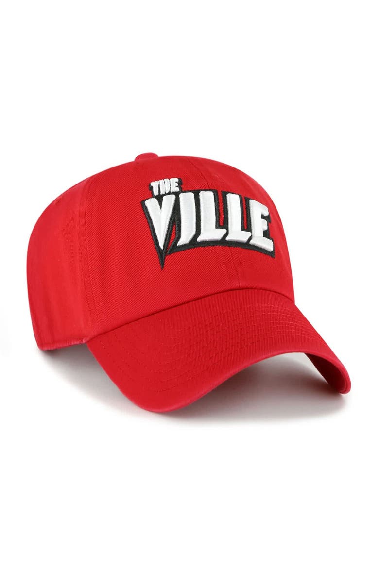 Men's '47 Red Louisville Cardinals Clean Up Adjustable Hat, Alternate, color, Red