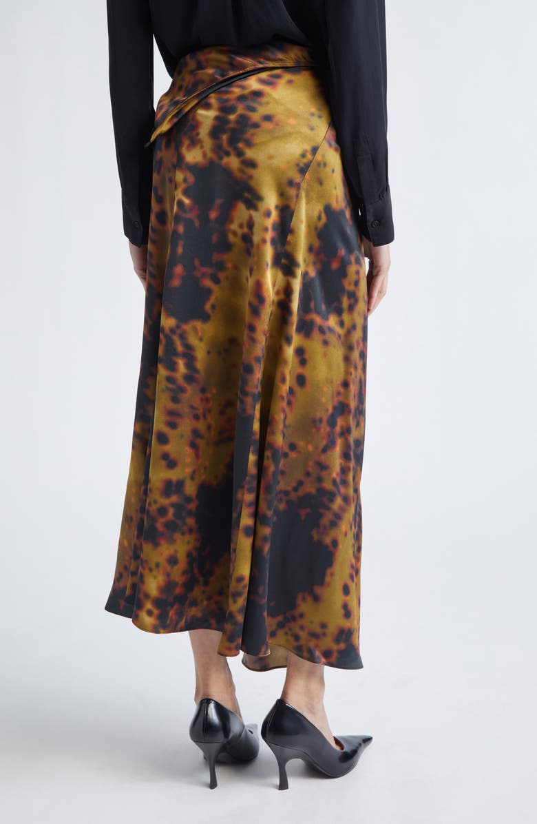 Victoria Beckham Rouleau Detail Satin Midi Skirt, Alternate, color, Olive Brown