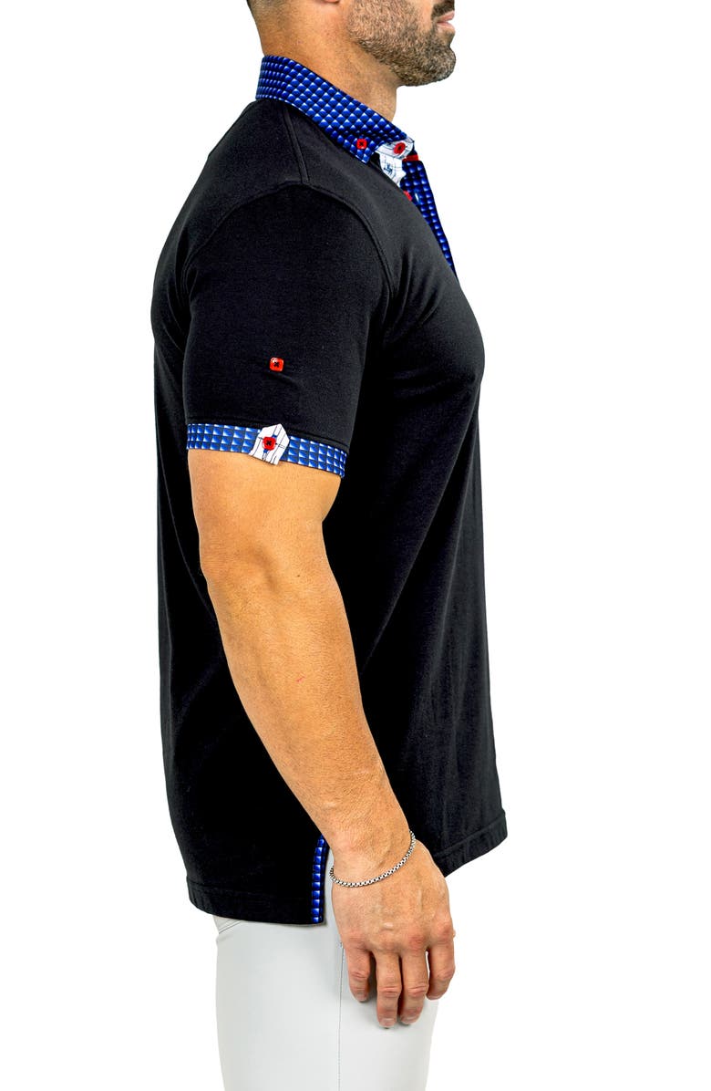 Maceoo Newton Marthyr0023 Black Button-Down Piqué Polo, Alternate, color, 