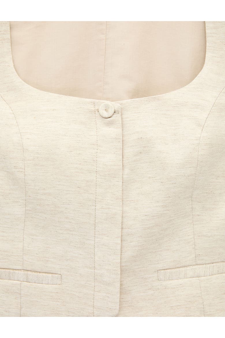 Linen Blend Square Collar Crop Vest, Alternate, color, BEIGE