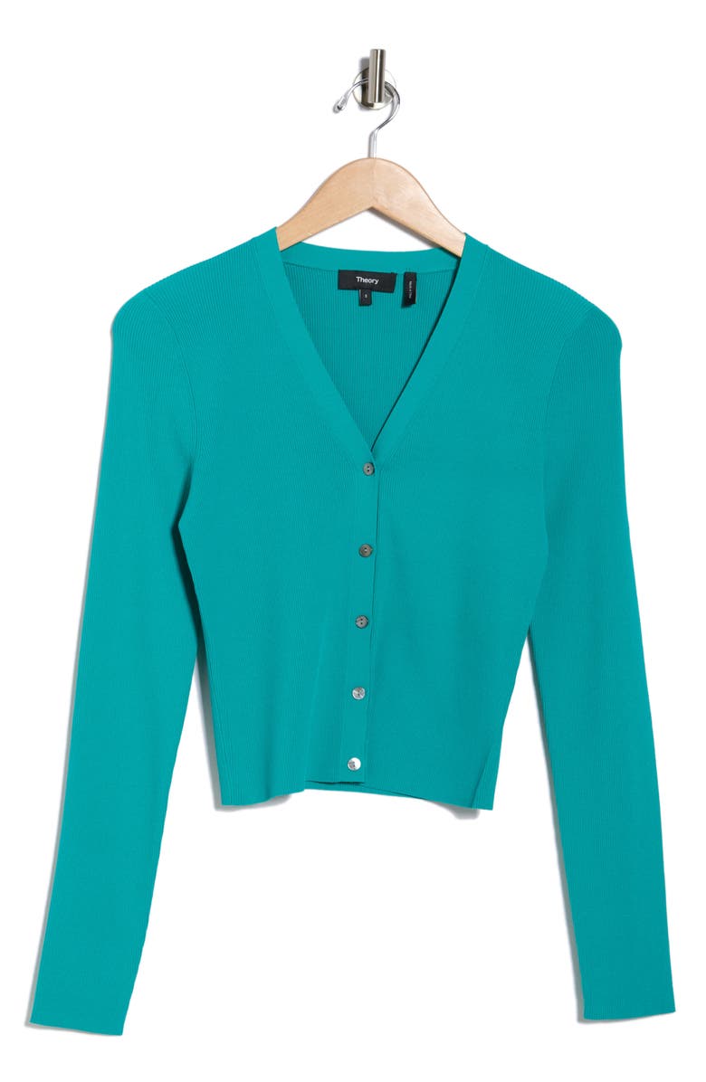 Theory Wooster Cropped Cardigan, Alternate, color, Billiard