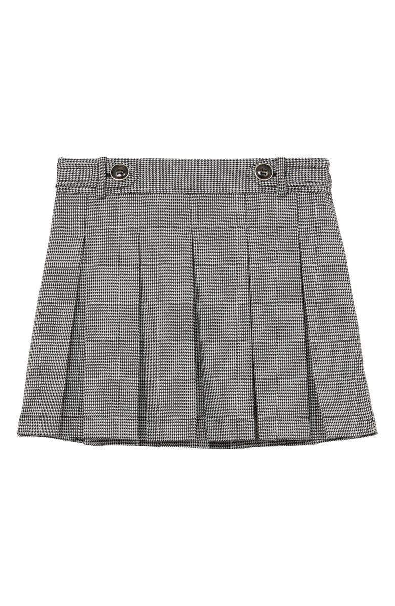 Reiss Kids' Molly Houndstooth Pleated Skirt, Main, color, Black/ White