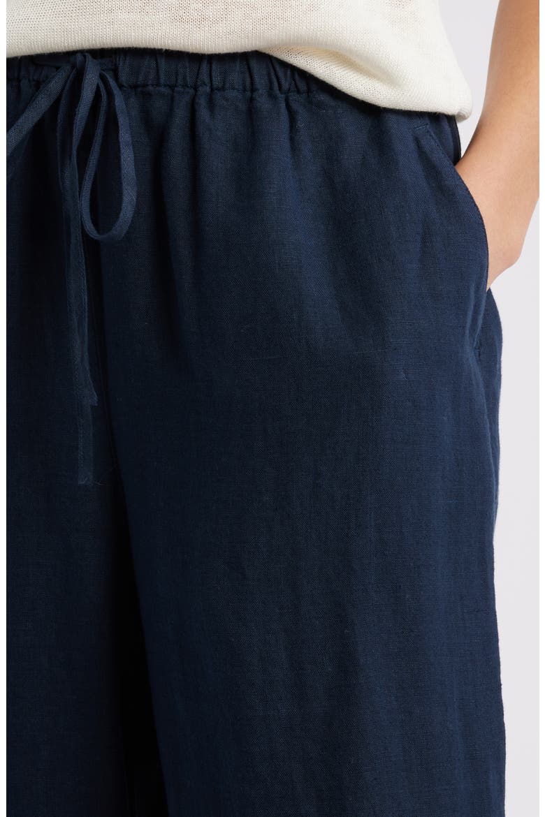 Wide Leg Crop Linen Pants, Alternate, color, NAVY STILL