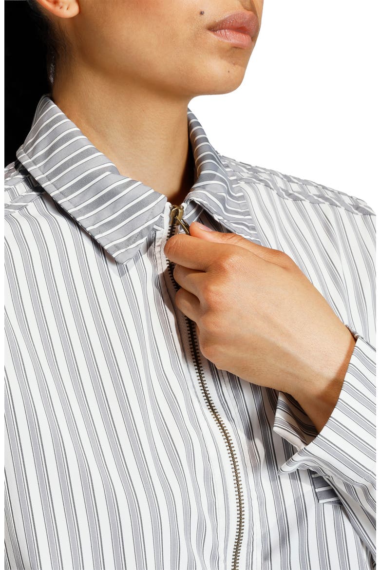 Stripe Crop Zip-Up Shirt (Women) | Nordstrom