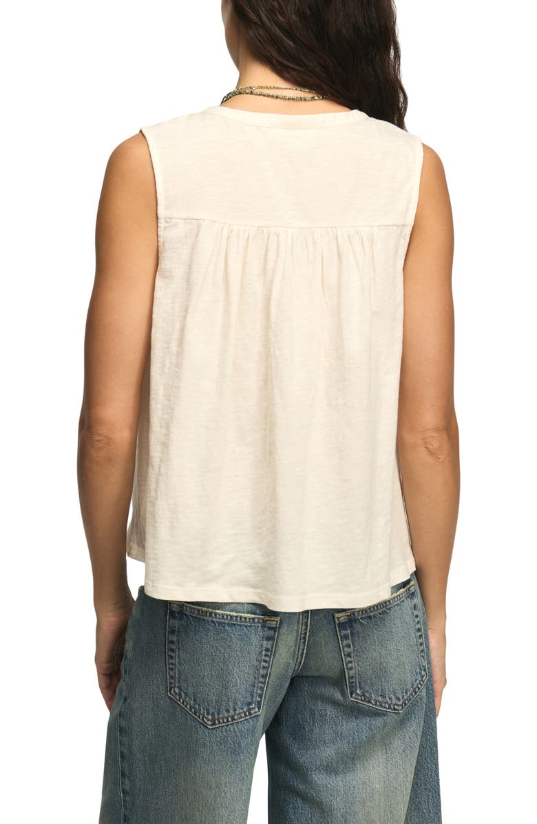 Lucky Brand Lace Inset Cotton Button-Up Tank, Alternate, color, Whisper White