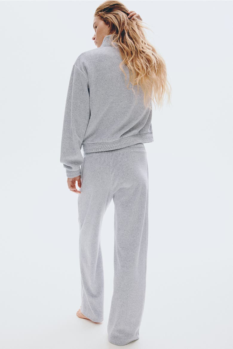 Velour Zip-through Jacket, Alternate, color, Light gray melange