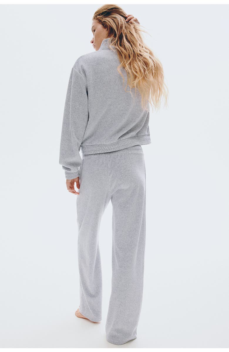 H&M Velour Zip-through Jacket, Alternate, color, Light Gray Melange