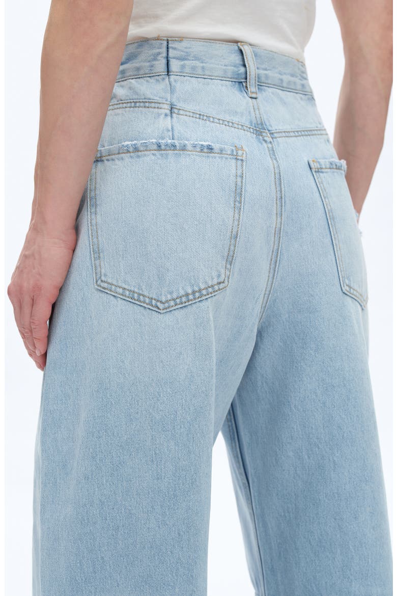 Frayed Super High Waist Barrel Jeans, Alternate, color, LIGHT BLUE