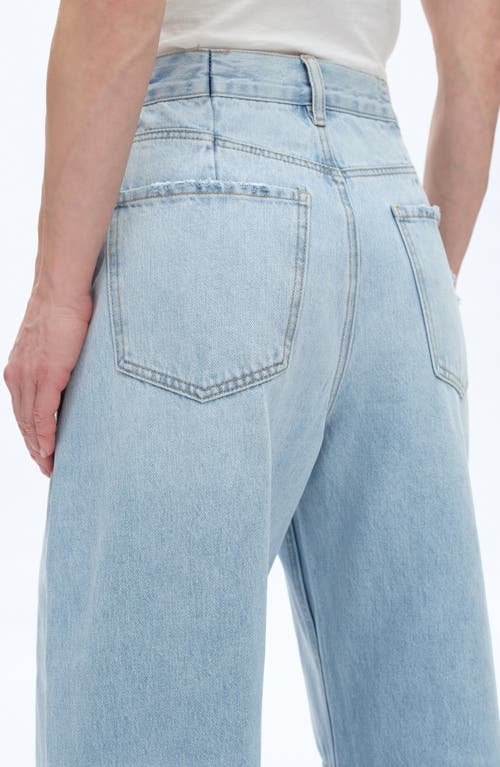 Bayeas Frayed Super High Waist Barrel Jeans In Blue