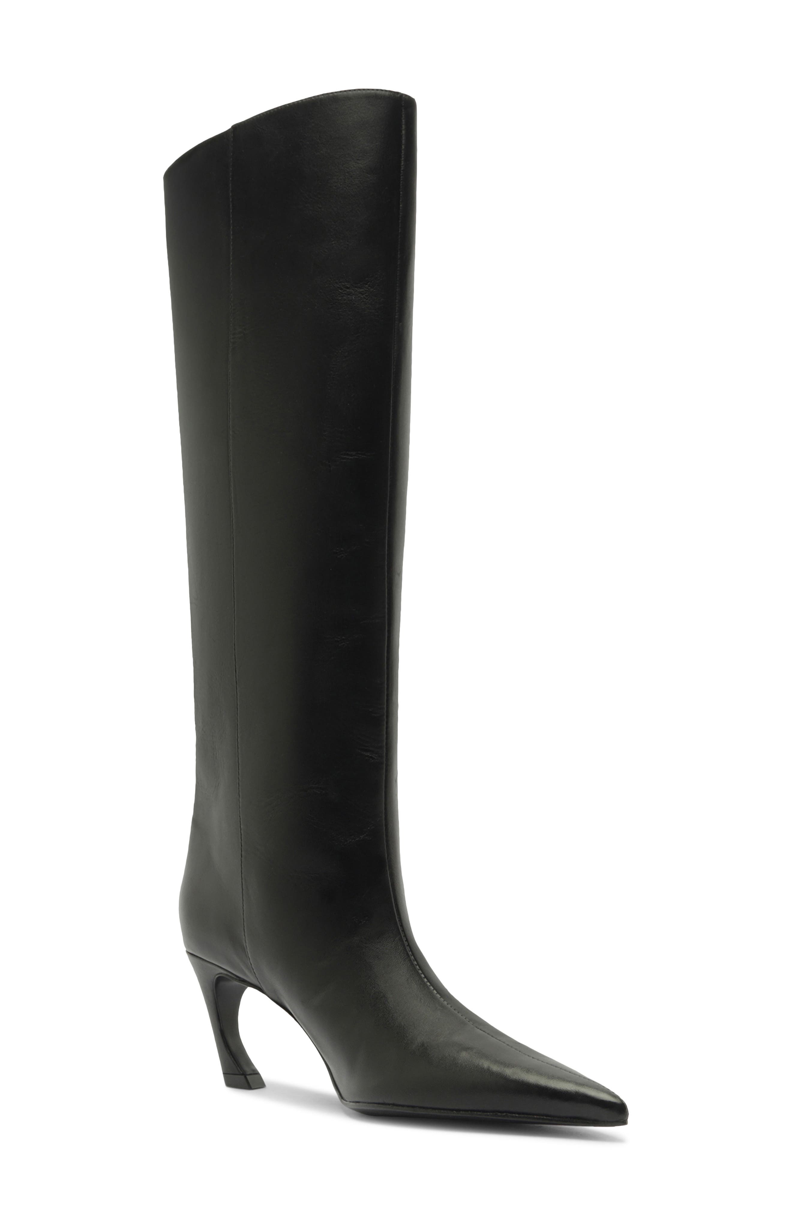 Schutz Lexi Pointed Toe Knee HIgh Boot, Main, color, Black