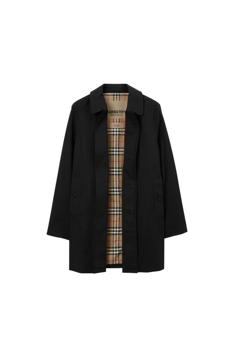 Burberry Short Camden Heritage Car Coat, Alternate, color, Black