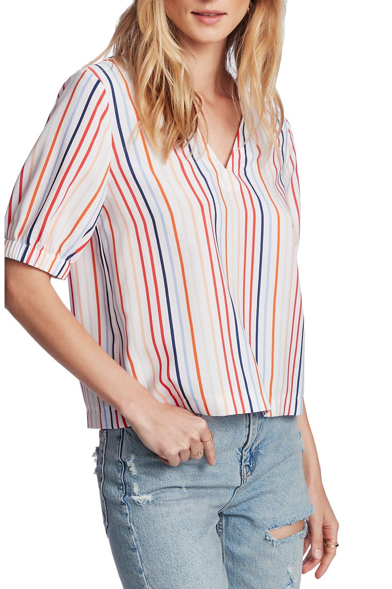 Tropical Stripe Blouse, Alternate, color, ULTRA WHITE