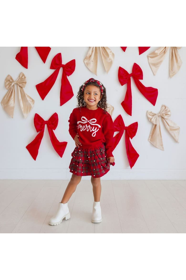 Merry Bow Christmas Sweater, Alternate, color, Red