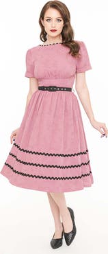 Unique Vintage Boatneck Ricrac Swing Dress