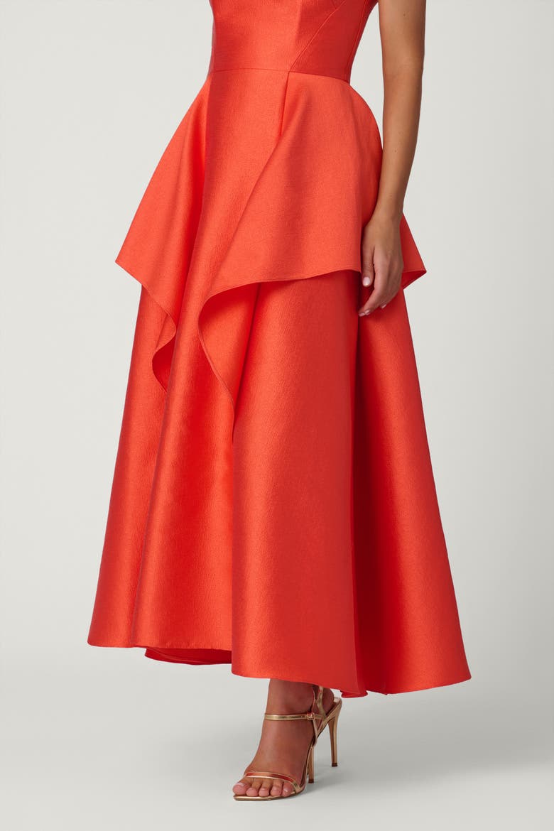 Midnight Pebbled Mikado Pippa Dress, Alternate, color, Poppy