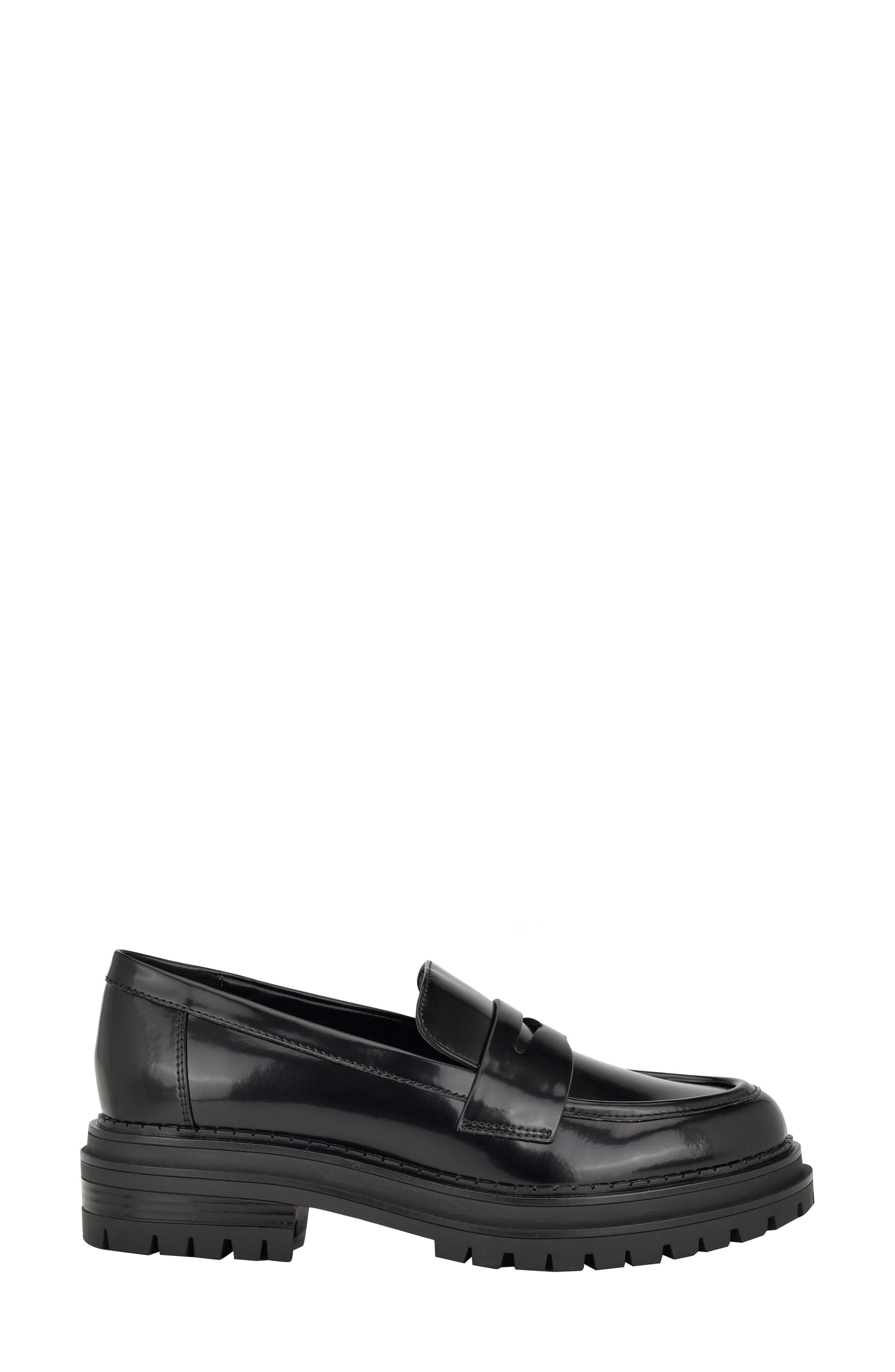 Calvin Klein Grant Lug Sole Penny Loafer, Alternate, color, Black