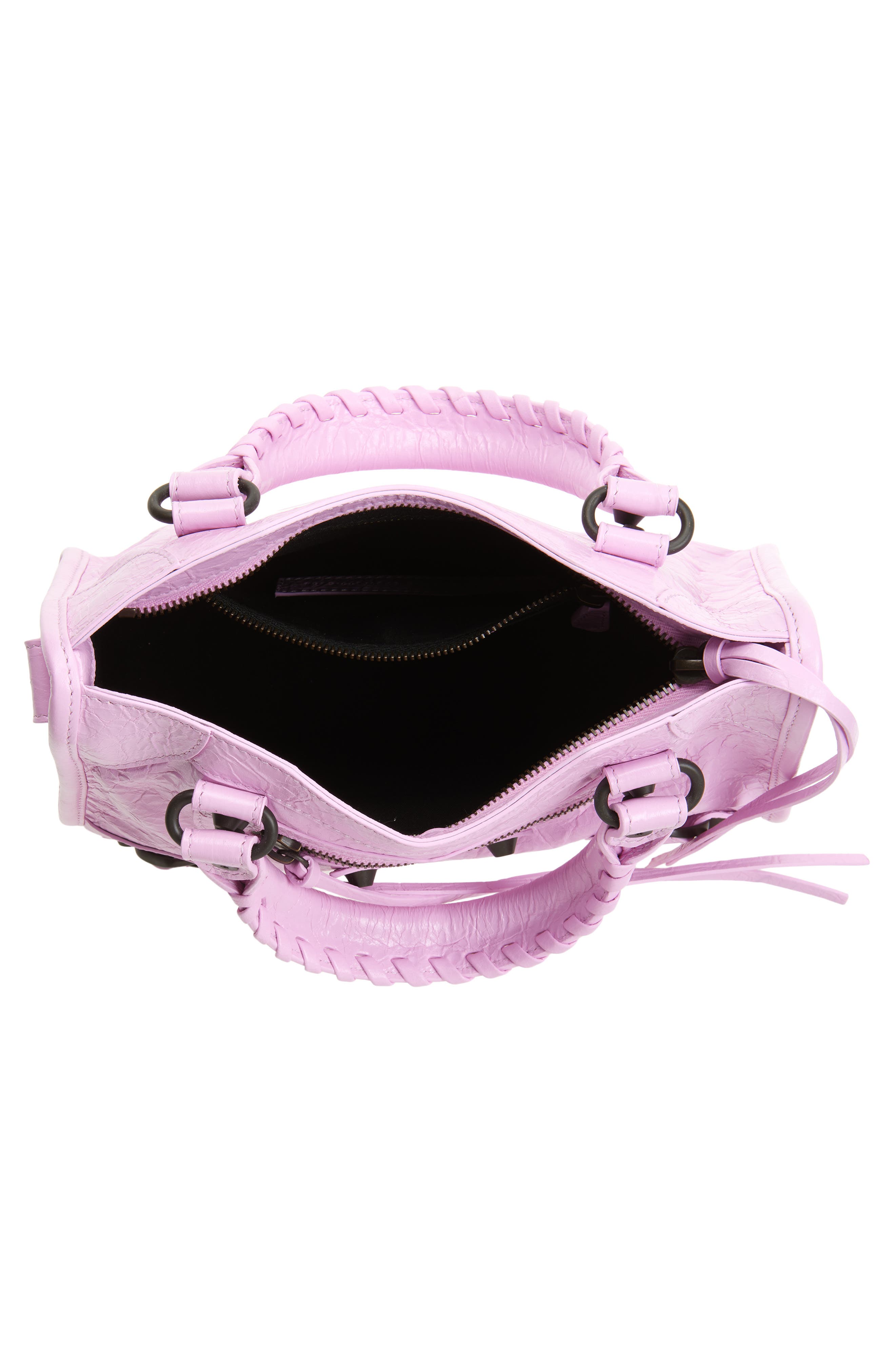 Mini Le City Crinkle Leather Top Handle Bag, Alternate, color, 5731 BUBBLY PINK