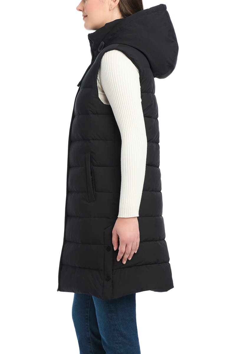 Sanctuary Water Resistant Hooded Quilted Puffer Vest, Alternate, color, Black