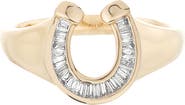 Adina Reyter Baguette Diamond Horseshoe Signet Ring