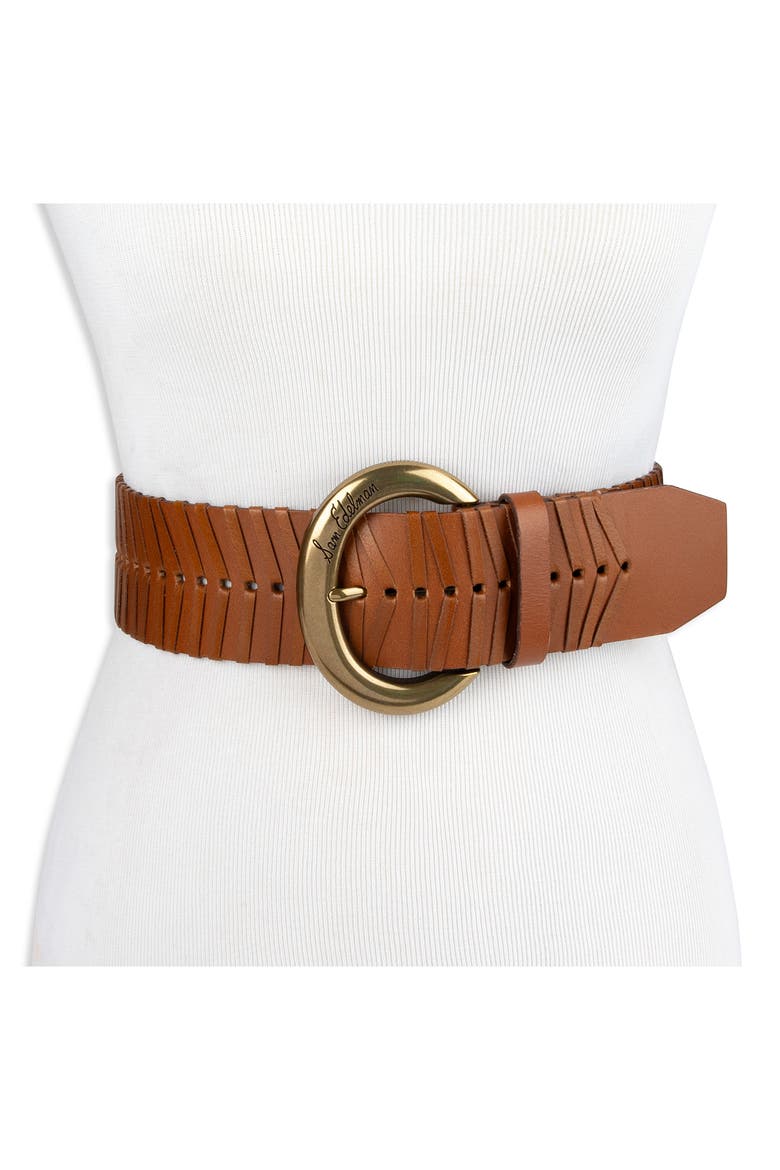 Laced Leather Belt, Alternate, color, TAN