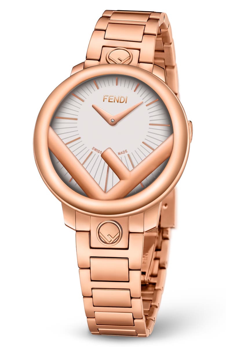 Fendi Run Away Bracelet Watch, 28mm, Alternate, color, Rosegold
