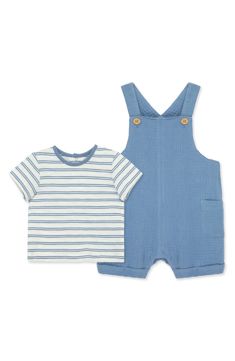 Little Me Stripe T-Shirt & Overalls Set, Main, color,