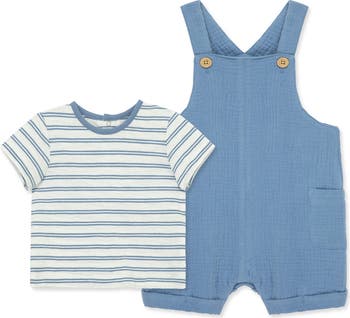 Stripe T-Shirt & Overalls Set