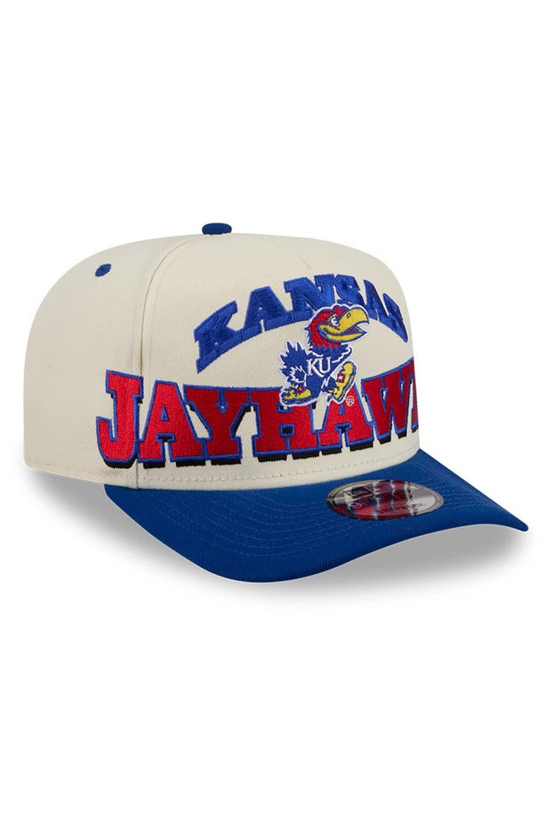 Men's New Era Cream/Royal Kansas Jayhawks March Madness Historic Collection 9FIFTY A-Frame Snapback Hat, Alternate, color, Cream