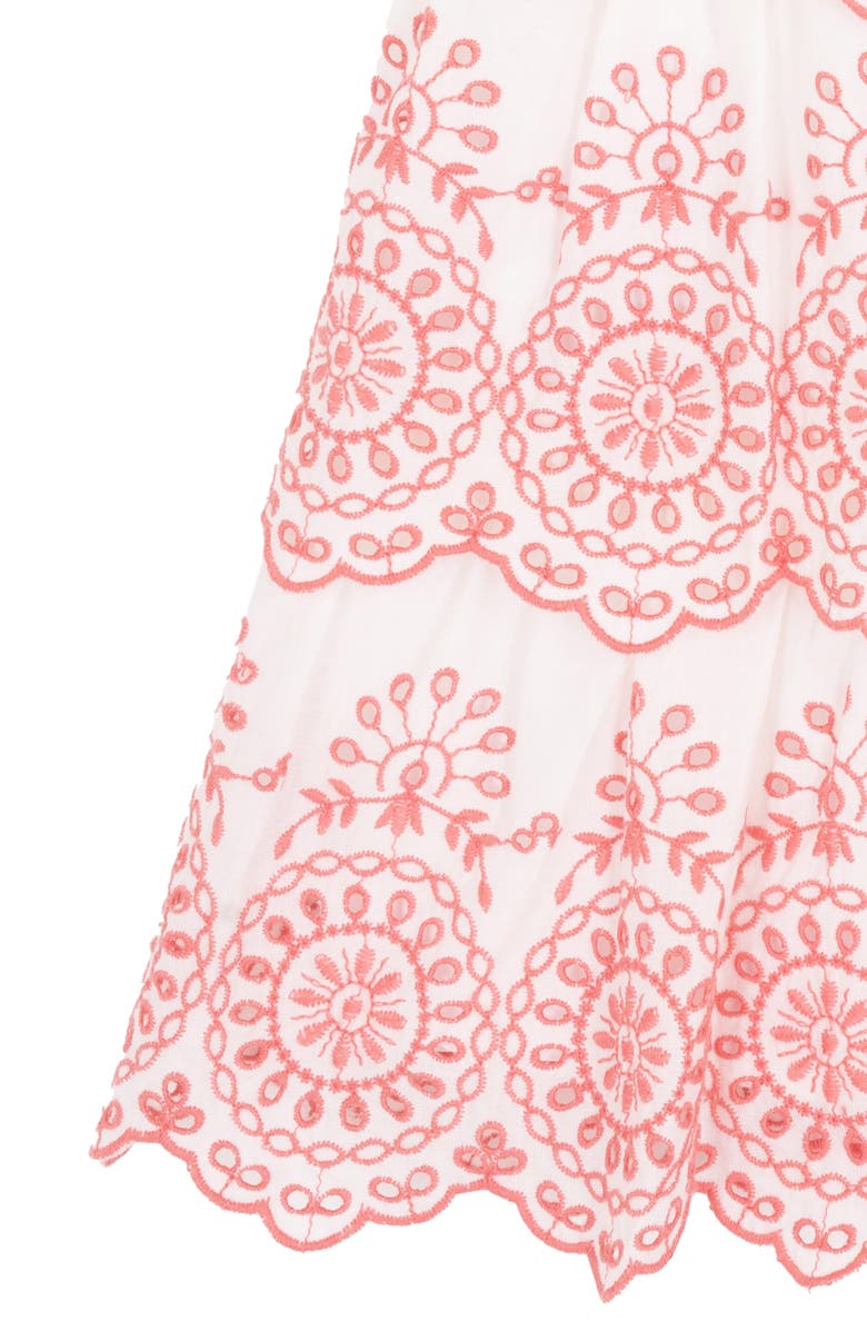 Rare Editions Kids' Cotton Eyelet Smocked Dress, Alternate, color, Coral