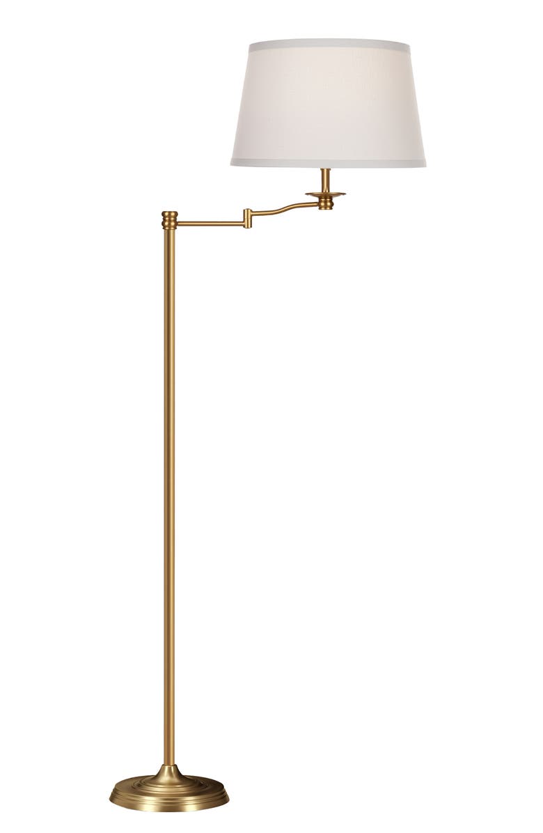 Brightech Caden 62" Modern LED Floor Lamp with Swing Arm & Drum Shade, Main, color, Brass
