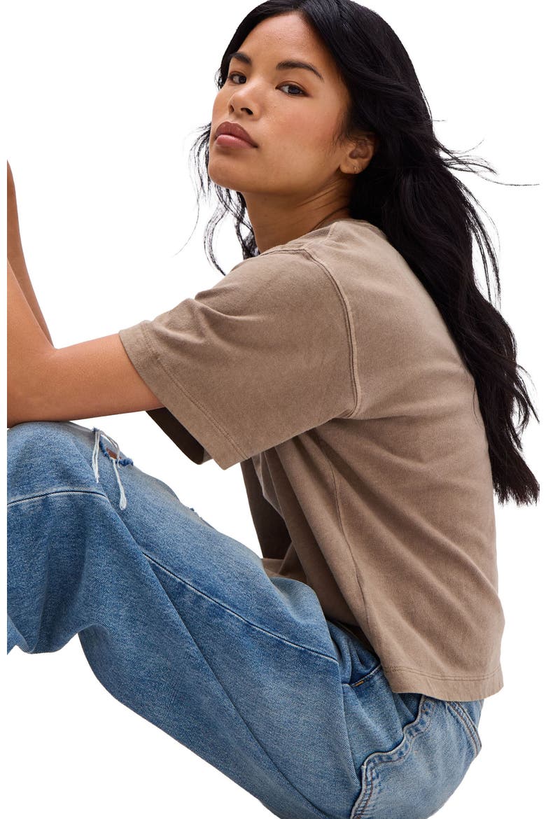 The Relaxed Crop Tee, Alternate, color, Warm Grey