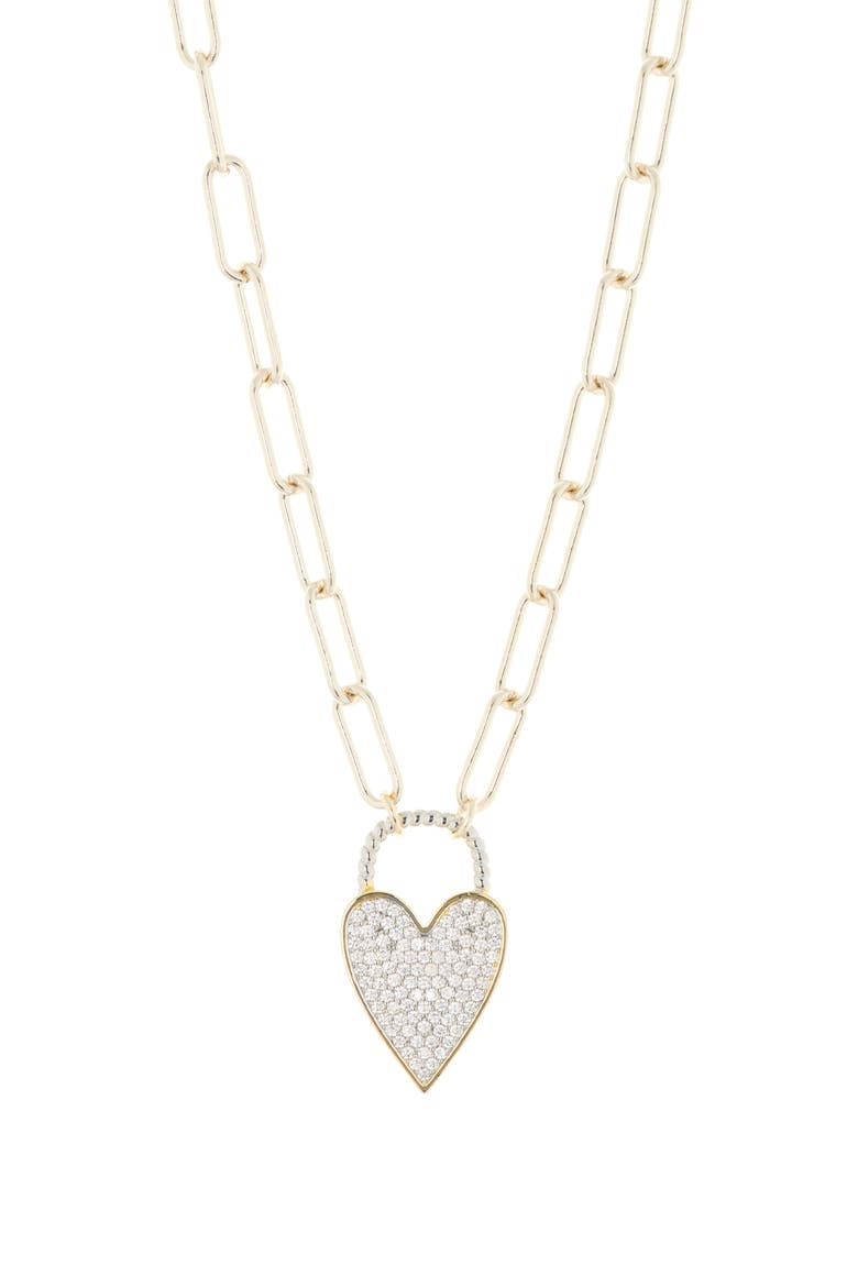 CZ Heart Necklace, Main, color, 18KT YELLOW PLATED BRASS