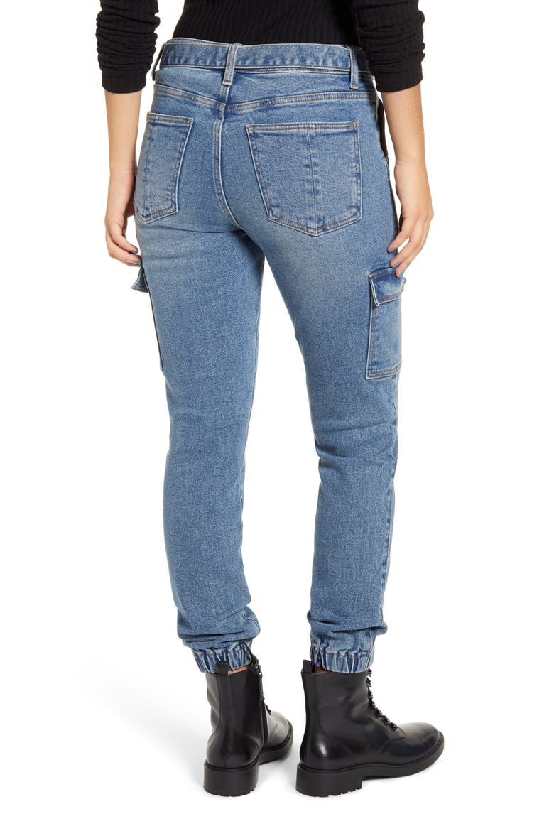 High Waist Cargo Jogger Jeans, Alternate, color, DARK WASH