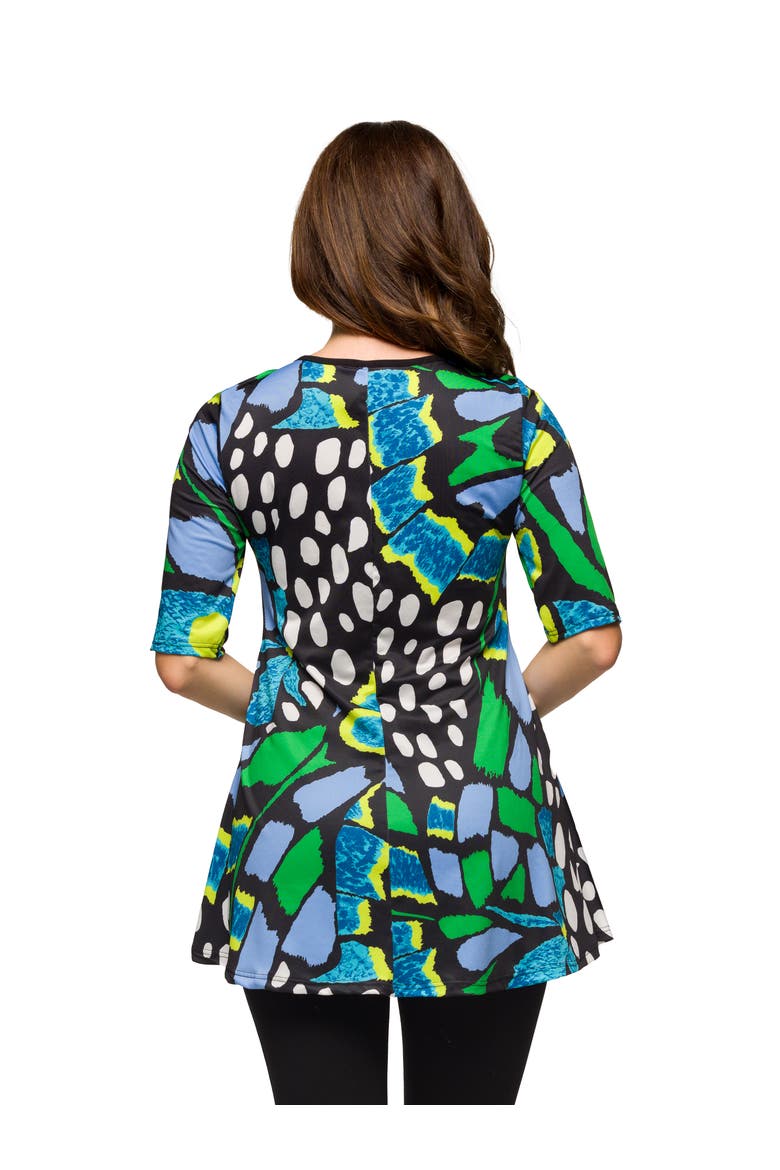Maternity Butterfly Print Elbow Sleeve Casual Tunic Top, Alternate, color, Blue Multi