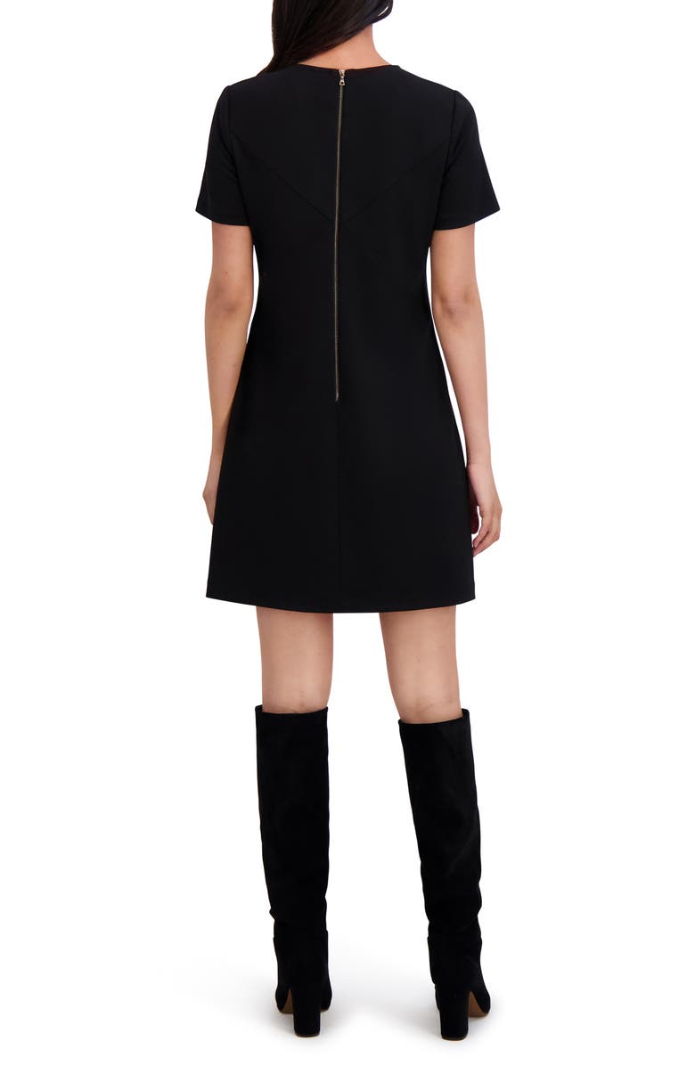 London Times Seamed Short Sleeve Shift Dress, Alternate, color, Black