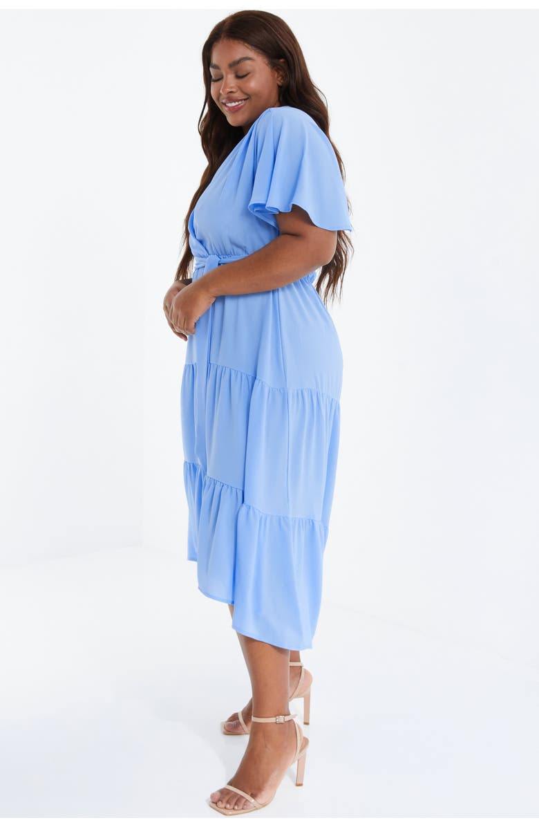 QUIZ Crepe Tiered Wrap Dip Hem Dress, Alternate, color,