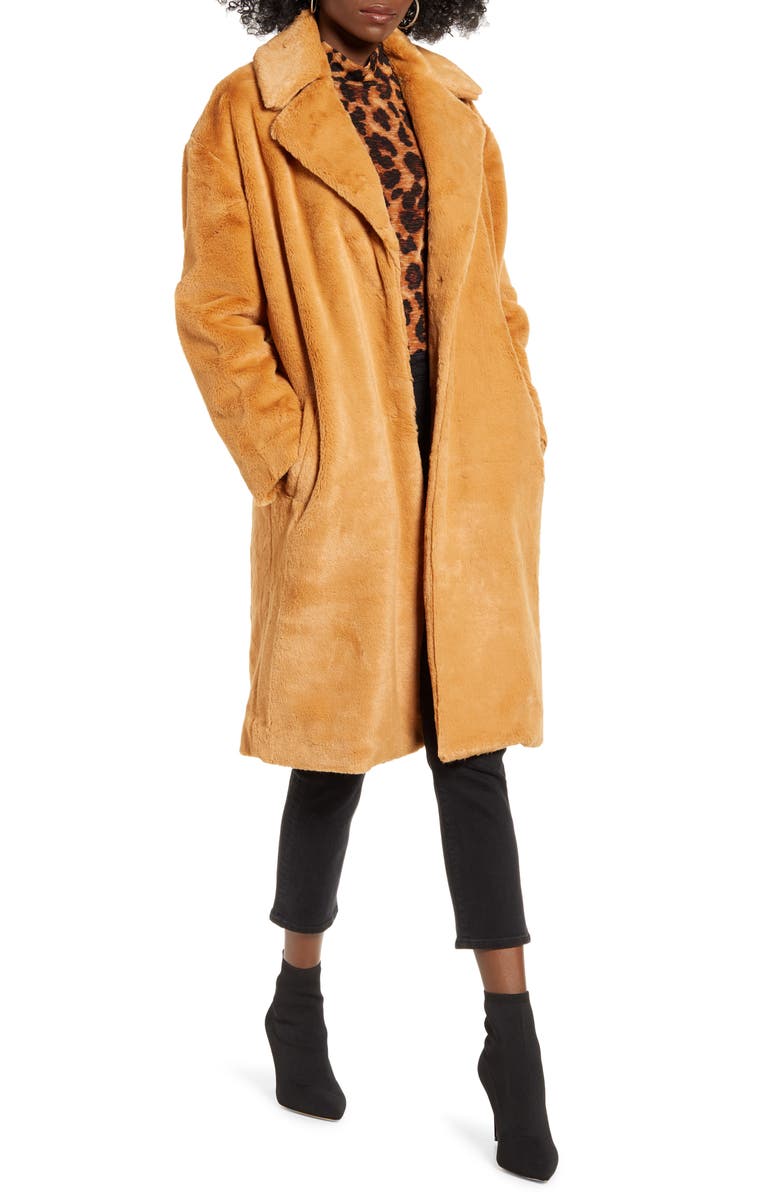 Mural Long Faux Fur Coat, Main, color, 