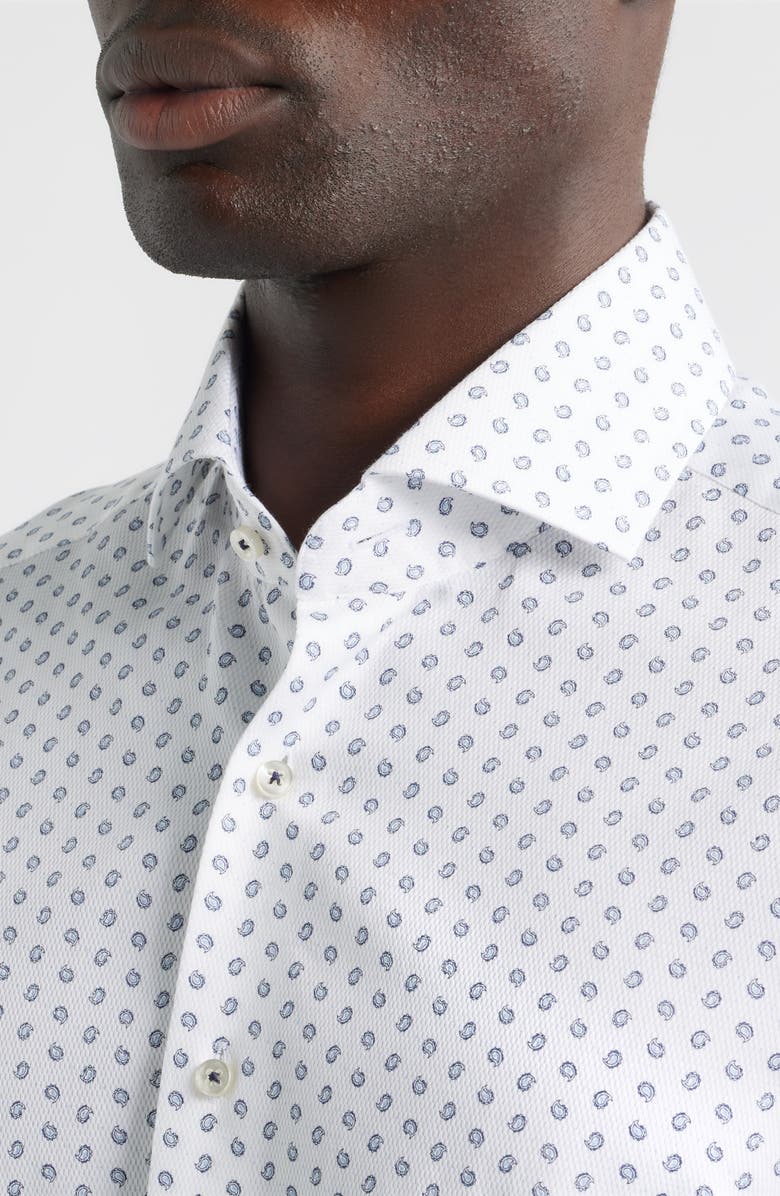 1863 by Eterna Modern Fit Print Non-Iron Cotton Twill Dress Shirt, Alternate, color, White Blue