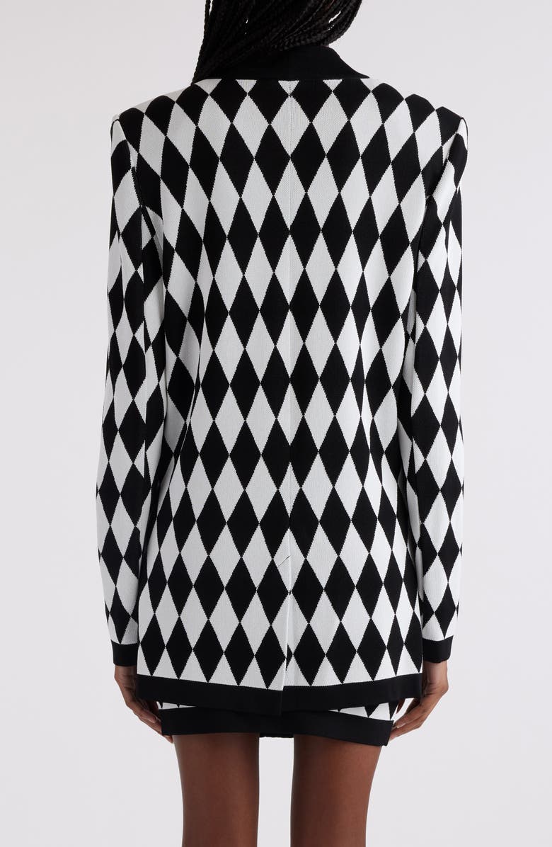 Balmain Diamond Jacquard Six-Button Knit Jacket, Alternate, color, 