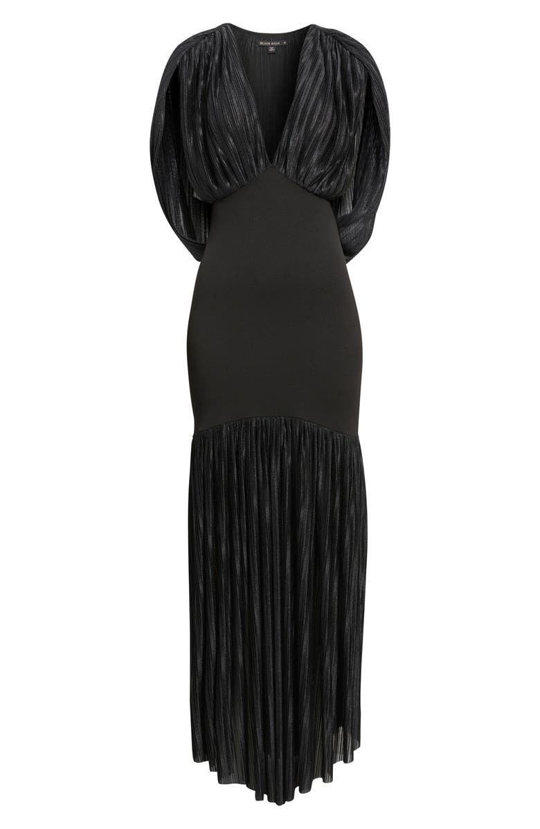 Black Halo Savoy Plunge Neck Drape Back Gown, Alternate, color, Black