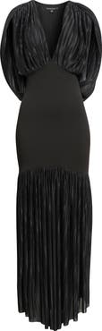 Black Halo Savoy Plunge Neck Drape Back Gown